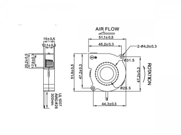 51×52×15mm DC 블로워팬