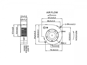 97×94×33mm DC 블로어팬